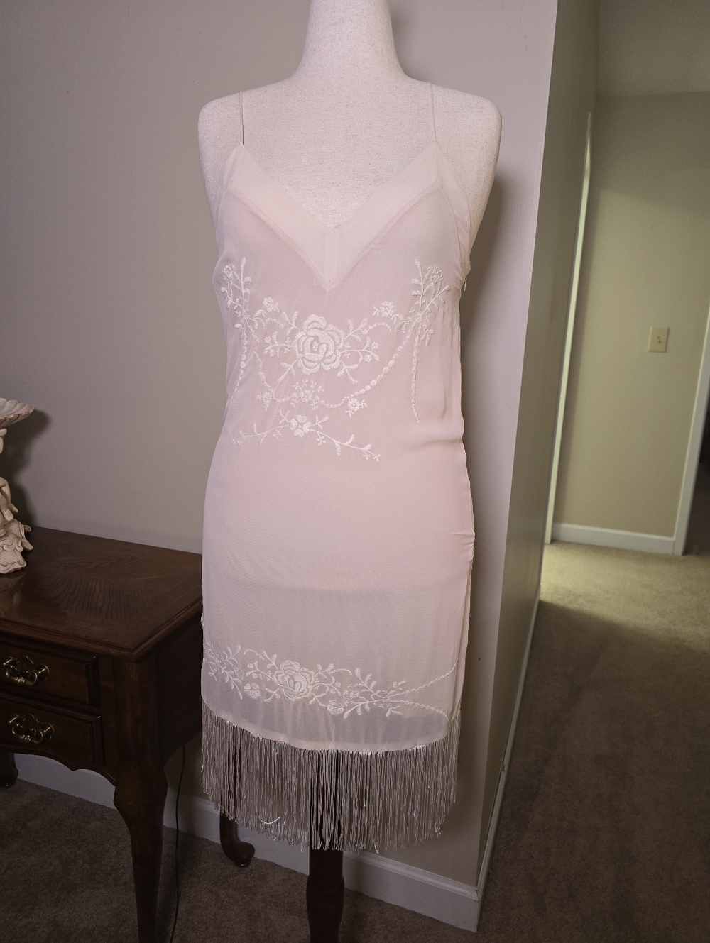 Lauren Conrad Runway Embroidered Fringe Hem Dress